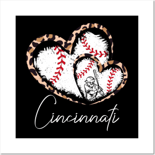 Cincinnati, Leopard Twins Hearts, Baseball, Baseball players Posters and Art